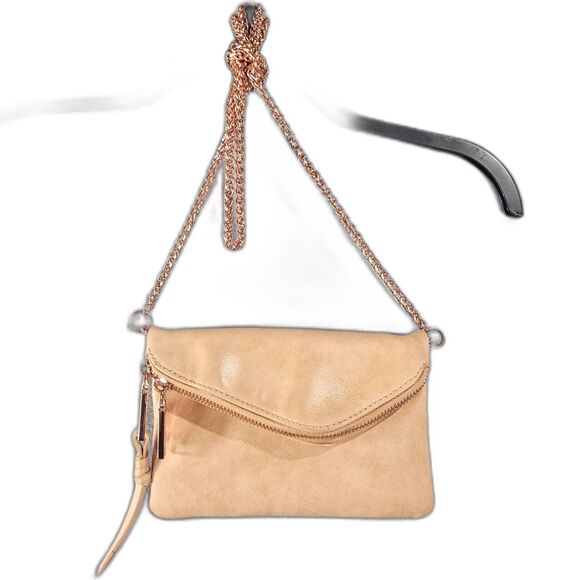 Free People Bag Pink Foldover Twin City Vegan Crossbody 8" Chain Powder Pink - Picture 1 of 11